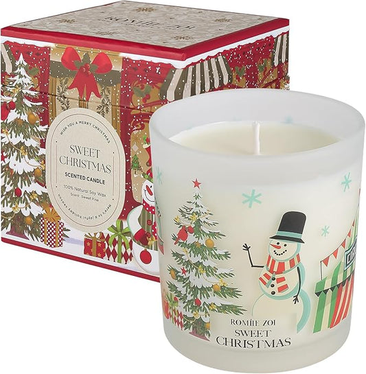 Christmas Scented Jar Candle - 6oz Soy Wax Candle - Sweet Christmas Infused with Sweet Pine Aroma - with Beautiful Keepsake Box Special for Christmas/Holiday Gifts