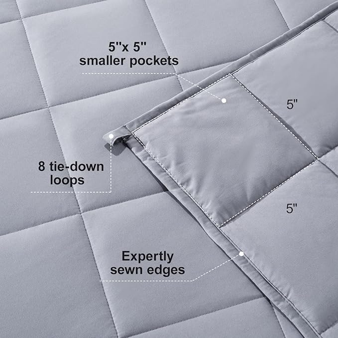 Lessymo Weighted Blanket for Adults - 12 lbs, 48"x72" Twin Size - Washable Heavy Blanket for Sleeping, Microfiber Big Blankets with Premium Glass Bead for All-Season Comfort, Soft Thick Blanket, Grey