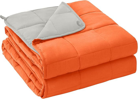 yescool Weighted Blanket for Adults (20 lbs, 60” x 80”, Orange) Cooling Heavy Blanket for Sleeping Perfect for 190-210 lbs, Queen Size Breathable Blanket with Premium Glass Bead, Machine Washable