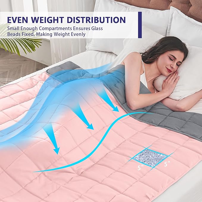 King Size Weighted Blanket for Adults (25 lbs, 80” x 87”, Pink Grey) Cooling Heavy Blanket for Sleeping Perfect for 240-260 lbs, Breathable Blanket for Adults & Couple All Season, Machine Washable