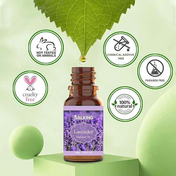 SALKING Floral Essential Oils Set, Premium Pure and Natural Essential Oils, Fragrance Oil Scented Oils for Oil Diffusers 6 x 10 ML - Lavender, Rose, Jasmine, Cherry Blossom, Gardenia, Chamomile