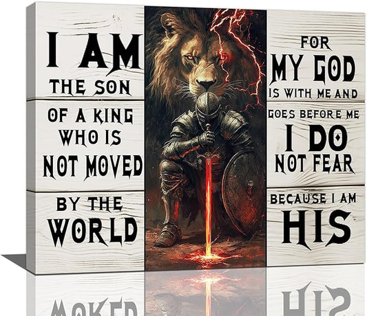 Olivine Christian Wall Art Bible Verse Scripture Pictures Wall Decor, Lion Of Judah Paintings God Canvas Prints, Framed Artwork for Bathroom Bedroom Living Room Office Home Decoration 20"x16"