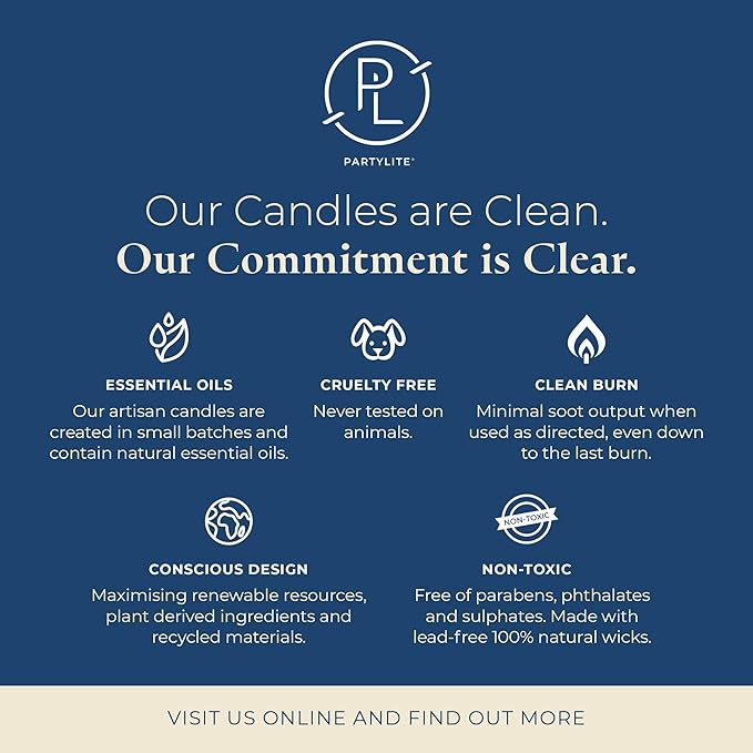 PartyLite Coastal Amber & Shea Scented, Notes of Ylang Flower, Citron, Sweet Coconut & Amber Creme, 13.2oz 3-Wick Jar Candle, 45 Hour Burn Time, Luxurious Fragrance, Ideal for Gifting