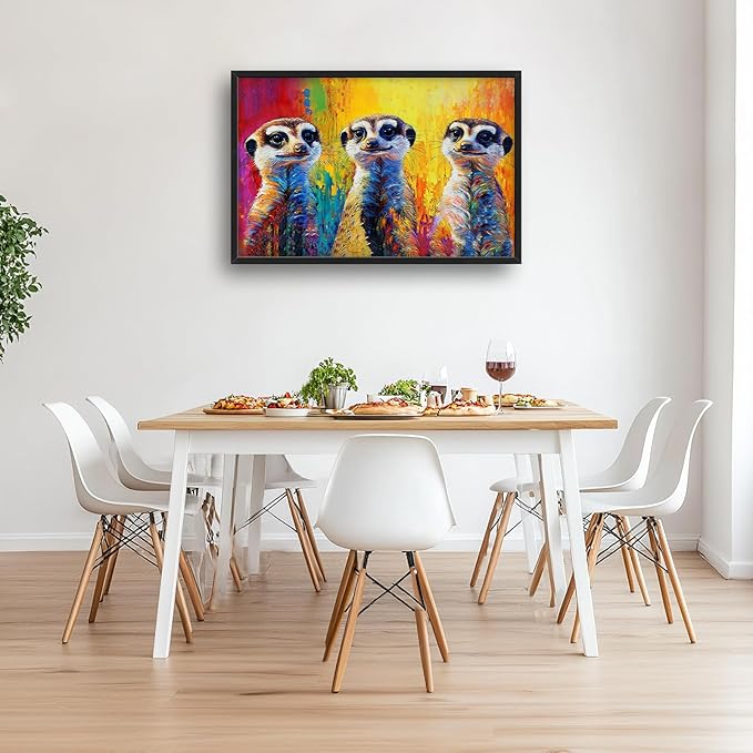 Kylora Meerkat Wall Art Graffiti Meerkats Pictures Wall Decor Animal Prints Modern Artwork Abstract Painting Home Office Decorations For Kitchen Bathroom Bedroom Dining Living Room 36"x24"