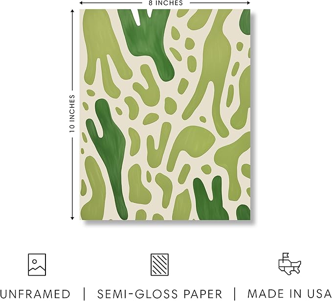 HAUS AND HUES Modern Abstract Wall Art - Blue and Green Living Room Art, Modern Artwork for Walls, Minimalist Picture for Living Room(Green Pattern, Unframed, 8x10)