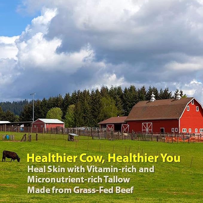 Vintage Tradition Beef Tallow All Purpose Balm - Healing, Hydrating Weather-Protecting Skin Care Salve Replaces Body Lotion, Hand Cream, More - Essential Oil, Olive Oil, and Grass-Fed Tallow, 2 fl oz.