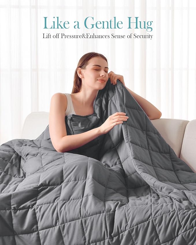 Topblan Cooling Weighted Blanket, 48"x72" 12lbs Twin Size, Grey, Microfiber, Glass Beads, Modern, Unisex, All Season