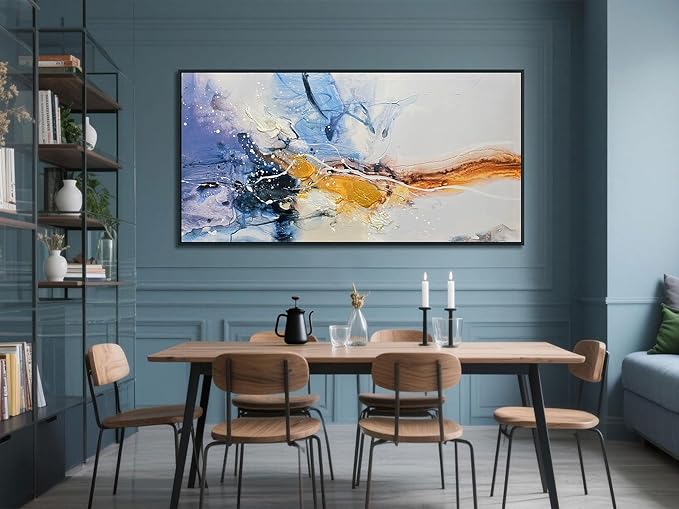 Ardemy Abstract Wall Art Canvas for Living Room Modern Textured White Beige Purple Painting Picture Bedroom Artwork Home Office Kitchen Dining Room Wall Decor, Black Wood Framed Large 48"x24"