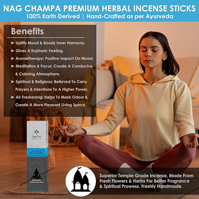 Nag Champa Incense Sticks 250g with Holder – 135 Hand-Rolled Natural Agarbatti – No Charcoal, Long-Lasting Aromatherapy for Yoga, Meditation, Relaxation, Spiritual Healing, Pooja, Home