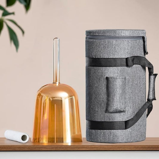 432HZ 6 Inch F Note Golden Tea Color Quartz Handle Singing Bowl with Carry Case Bag for Sound Healing and Meditation