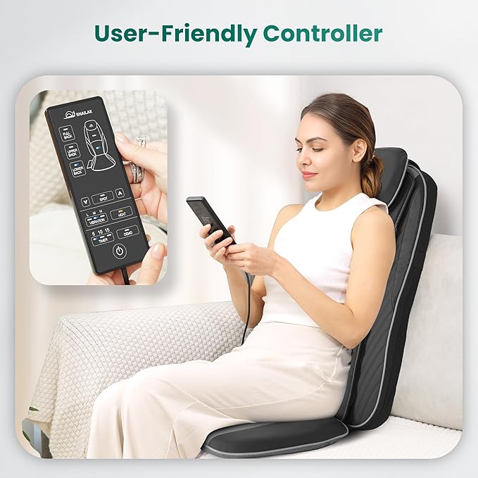Snailax Back Massager with Soothing Heat, Upgraded Electric Deep Tissue Kneading Full Body Massage Chair for Back Pain, Seat Cushion, Home, Office Use, Gifts for Men, Women
