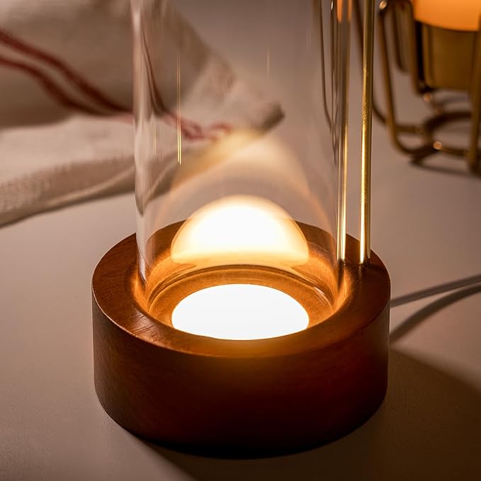 Incense Holder for Sticks, USB Powered Luminous Base, Anti-Ash Flying Incense Burner with 30 Incense Sticks, Detachable Glass Ash Catcher