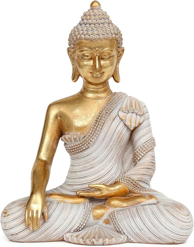 Buddha Statue for Home Decor Gold 10.2IN-Buddha Statues for Zen Decor - Buddha Statue for Spiritual-Buddha Decor for Living Room-Buda – Indoor Buddha Gift for Relaxation, Meditation or Shrine