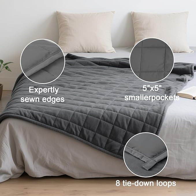 Hillhub Weighted Blanket for Adults, Multiple Sizes for Weight 30-350 lbs, Machine Washable, Soft Thick & Breathable for All-Season (48" * 72" - 10 LBS)