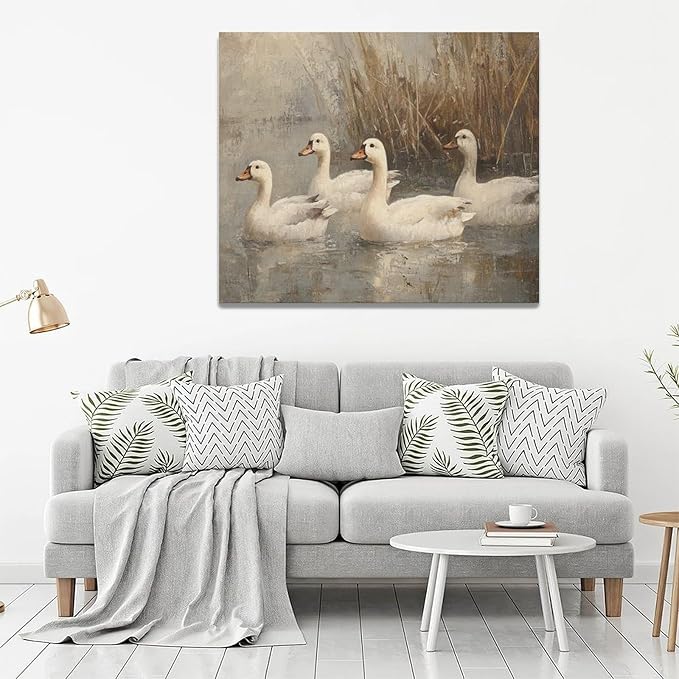Farmhouse Duck Wall Art Country Kitchen Wall Decor Rustic Wild Duck Pictures Canvas Painting Framed Artwork Home Decorations for Bathroom Living Room Bedroom Office 24"x20"