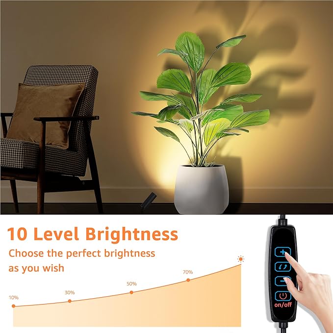 3000K/4000K/5000K Adjustable LED Floor Lights for Plants, Pictures, Artwork - 10ft Cord, Dimmable, 2 Pack