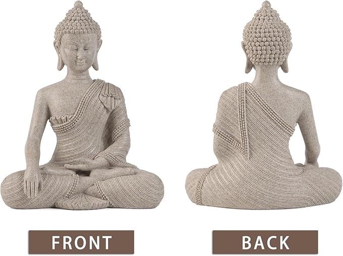 Buddha Statue for Home Decor Beige White-Buddha Statue Large for Spiritual 10.2''-Buddha Decor for Living Room-Buddha Statues for Zen Decor –Indoor Buddha Gift for Shrine, Meditation or Relaxation