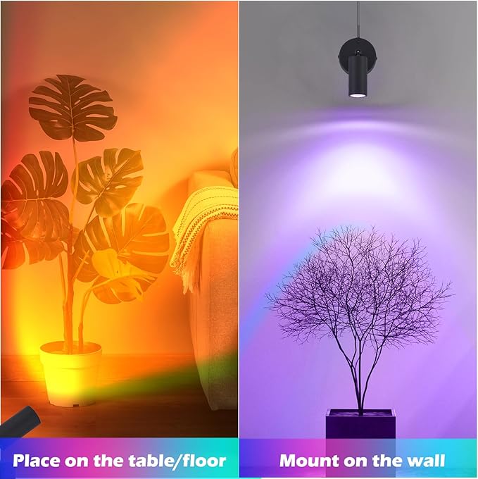 2 Pack LED Spot Lights Indoor Spot Lights Indoor Accent Lighting, RGBW Color Changing Up Lights Indoor Remote Control Plant Spotlight Decorative Lights (Black)