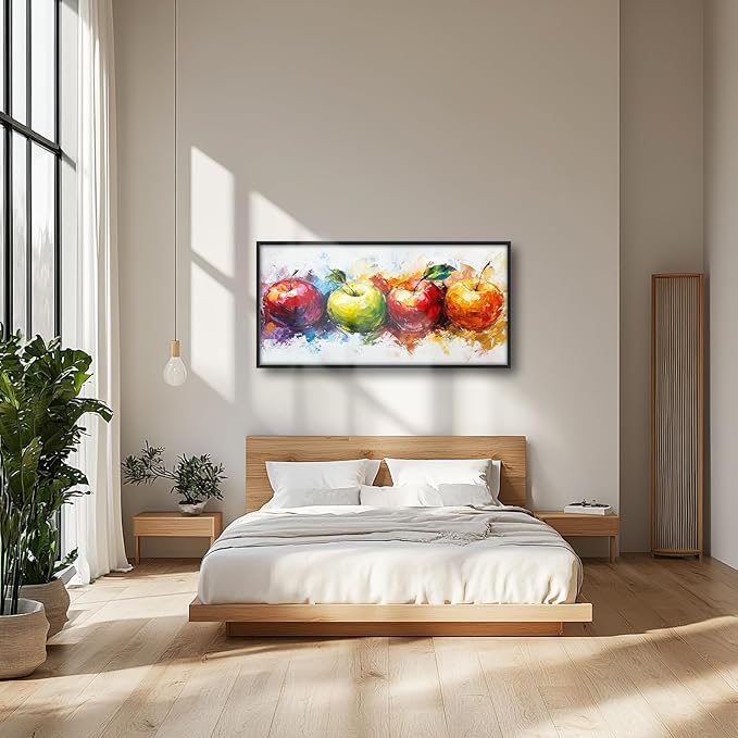 Kylora Apples Wall Art Abstract Apple Pictures Wall Decor Fruit Large Master Over Above Bed Canvas Prints Horizontal Modern Artwork Painting Home Office Decorations For Bedroom Living Room 30"x60"
