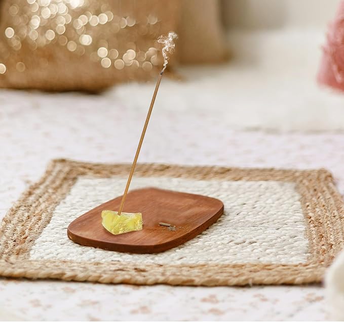 Creative Flow & Career Boost | Incense Sticks Crystal Holder Kit | Yellow Citrine Gem Stones with 80 Natural Sticks Palo Santo Incense-Stick | Home,Healing,Reiki,Meditation,Yoga & Relaxation