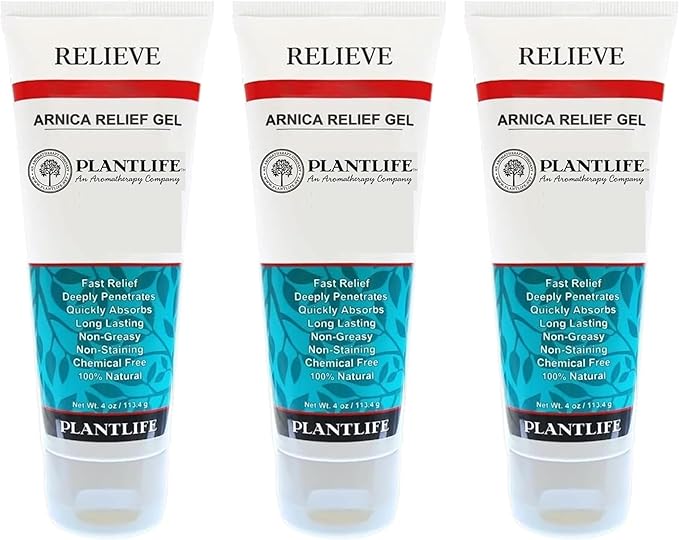 Plantlife Arnica Relieve Gel 3 Pack - Made with Arnica and 100% Pure Essential Oils - Relieve Products are a Homeopathic Solution for Everyday Use - Works Quickly and Effectively - Made in California
