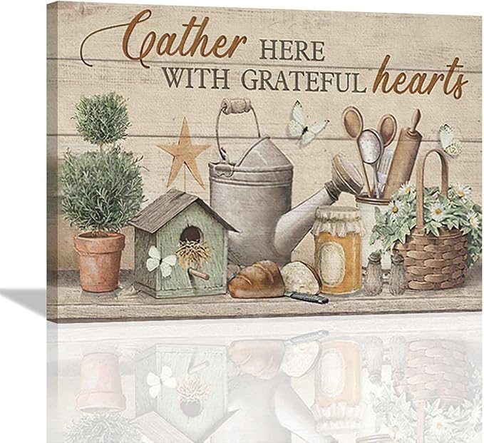 Farmhouse Kitchen Wall Art Country Kitchen Wall Decor Farm Rustic Sign Pictures Canvas Painting Artwork Home Decorations for Living Room Bedroom Bathroom Office 16"x12"