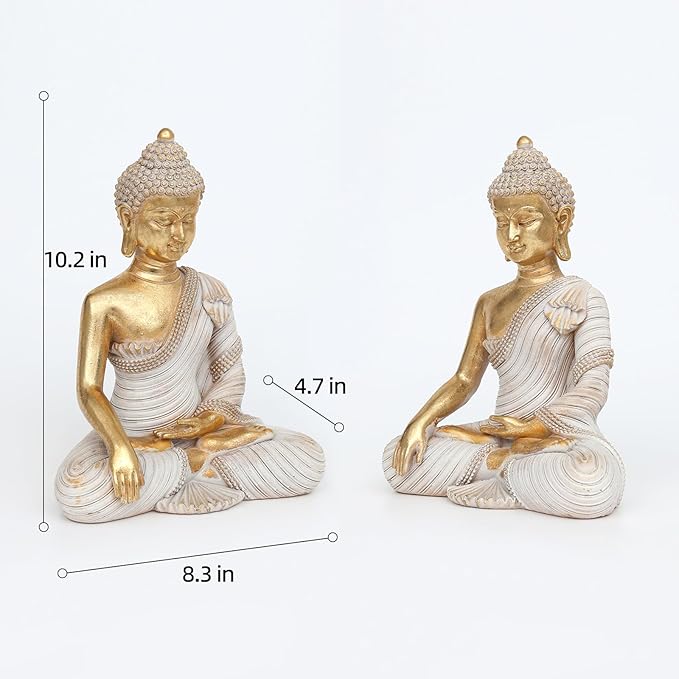 Buddha Statue for Home Decor Gold 10.2IN-Buddha Statues for Zen Decor - Buddha Statue for Spiritual-Buddha Decor for Living Room-Buda – Indoor Buddha Gift for Relaxation, Meditation or Shrine