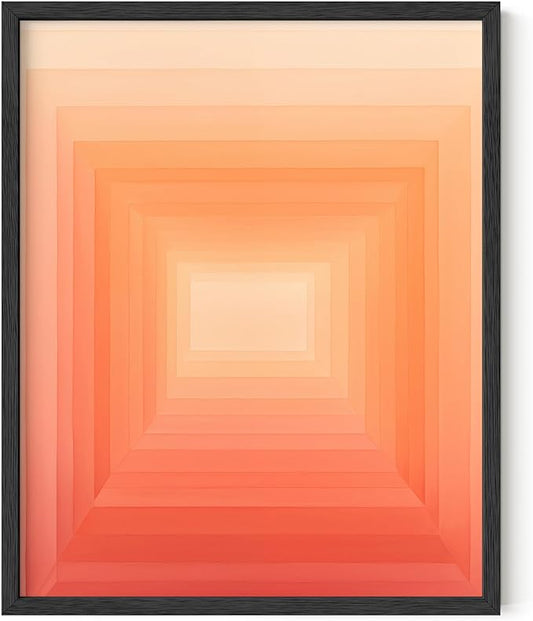 HAUS AND HUES Colorful Abstract Wall Art - Minimalist Retro Picture for Living Room Decor, Red and Pink Modern Wall Art Painting (Pink Geometric 2, Black Frame, 16x20)