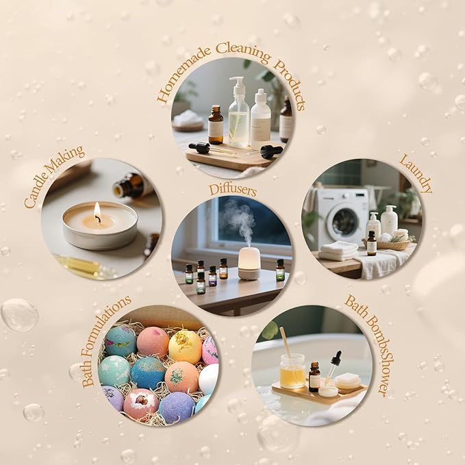 Pure Essential Oil Blends, Essential Oils for Diffusers for Home with Lavender, Orange, Lemongrass, Chamomile, Eucalyptus, Pepprmint for Aromatherapy, Humidifiers, Soap Candle Making