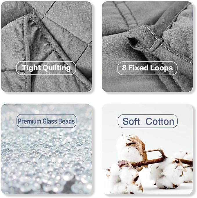 Weighted Blanket 15lbs 48"x72" Size for Adults, Heavy Blanket with Premium Glass Beads, Soft Microfiber Material & Breathable for All-Season Comfort (48"x72"15lbs)