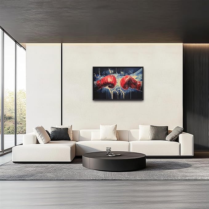 Kylora Boxing Canvas Wall Art Boxing Gloves Pictures Wall Decor Sports Prints Modern Artwork Fitness Painting Home Office Decorations For Gym Bathroom Bedroom Dining Living Room 36"x24"