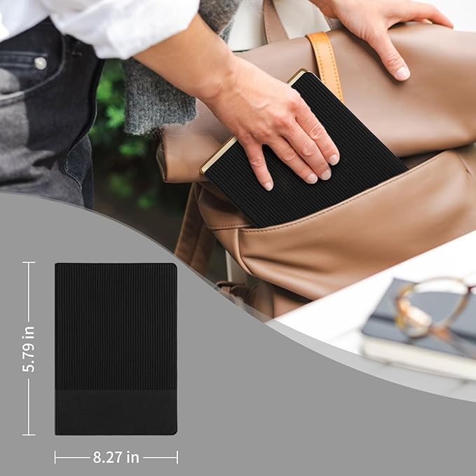 Lined Journal Notebook for Work College Ruled Note Book 5.79"x8.27" A5 PU Leather Daily Journaling 216 Pages for Women Men Writing Home School Supplies Business (A5 Lined 216pages, 07-Black)