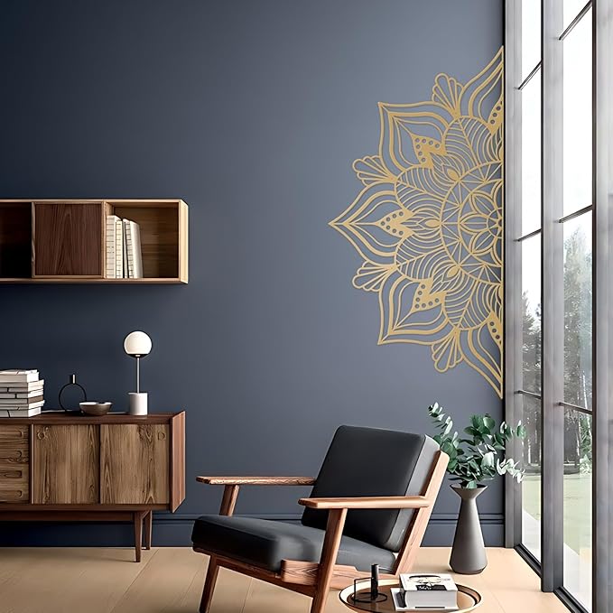 Resama Large Metal Mandala Wall Art, Unique Lotus Flower Wall Decor Artwork, Suitable for Office and Home Indoor and Outdoor Decoration (Gold)