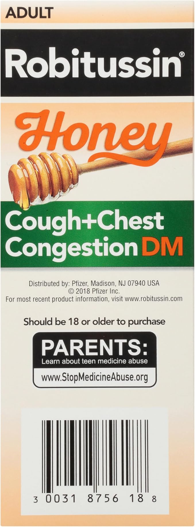 Robitussin Maximum Strength Honey Cough Plus Chest Congestion DM, Cough Medicine for Cough and Chest Congestion Relief Made with Real Honey for Flavor - 8 Fl Oz x 2