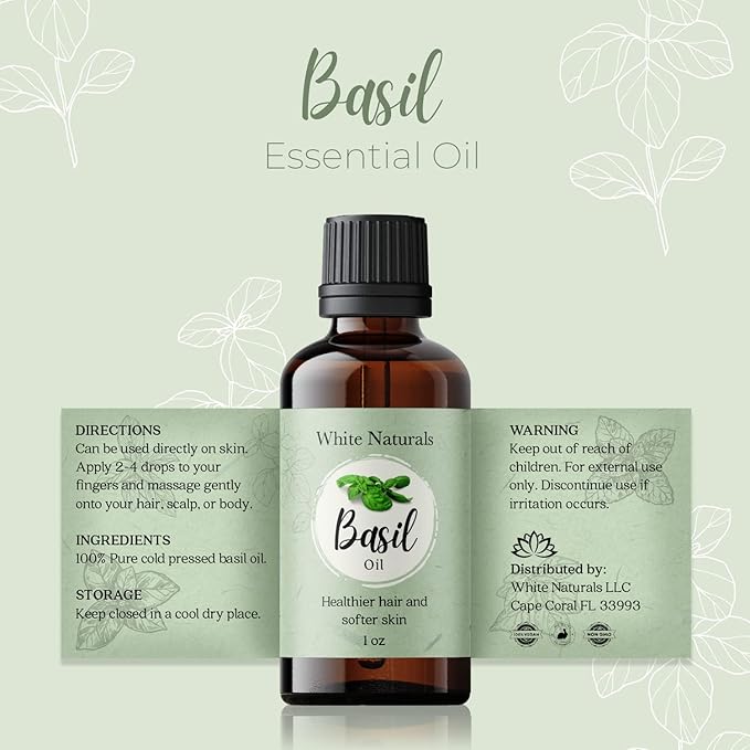 Basil Essential Oil,100% Pure & Natura, Therapeutic Grade Basil Oil for Aromatherapy, Great for Skin, Massage, Diffuser Candle & Soap Making, Plant Therapy 1 oz Bottle with Dropper