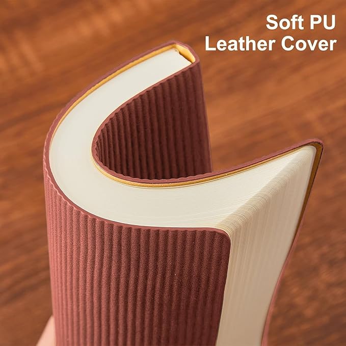 Lined Journal Notebook for Work College Ruled Note Book 5.79"x8.27" A5 PU Leather Daily Journaling 216 Pages for Women Men Writing Home School Supplies Business (A5 Lined 216pages, 2 Pack-Khaki/Darkpink)