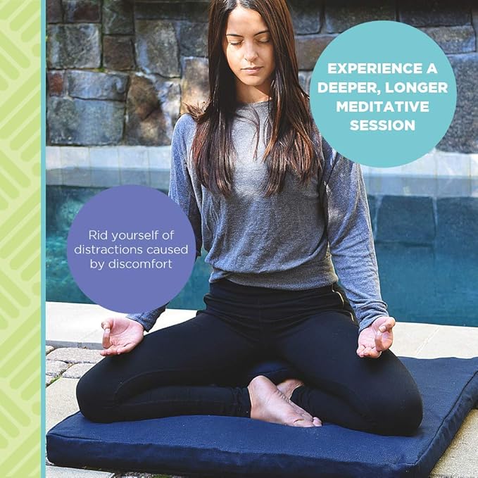 Meditation Cushion Mat Set HEMP - Oval Zafu Floor Pillow Organic Buckwheat Pillow + Cotton Filled HEMP Zabuton Prayer Pad - Meditation Pillow Yoga Knee Pad - Made in USA - 18" Oval, BLACK HEMP Hemp