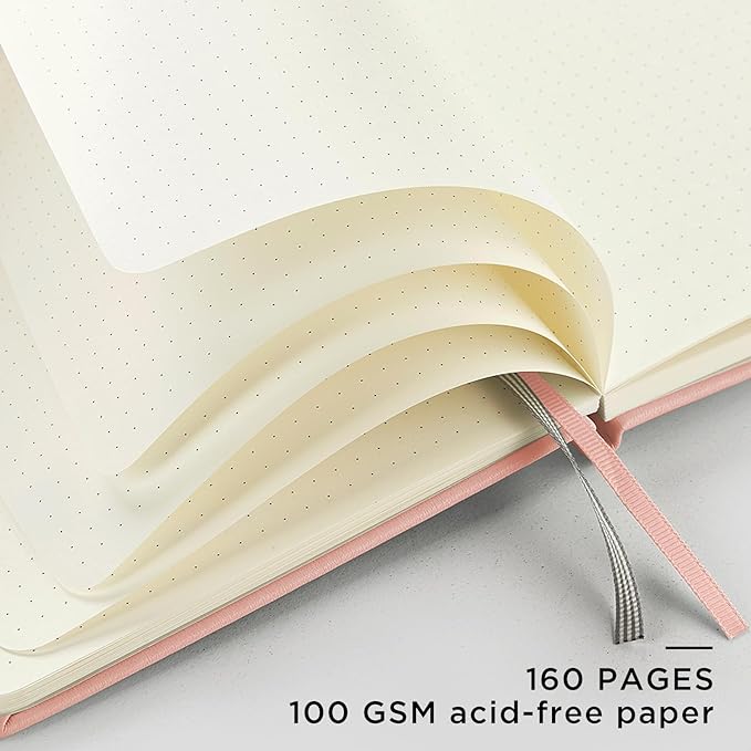 &And Per Se Dotted Journal Notebook, A5 Hardcover Bullet Dotted Journal, 160 Pages 100 gsm Thick Paper, 3 Sheets of Stickers Included - 5.7'' x 8''（Red）