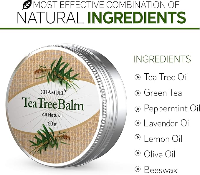 Tea Tree Oil Balm - All Natural | Great Cream for Soothing Eczema, Psoriasis, Rashes, Jock Itch, Insect Bites, Folliculitis, Acne, Itches, Cracked Heels, Cuticles, Saddle Sores & more!