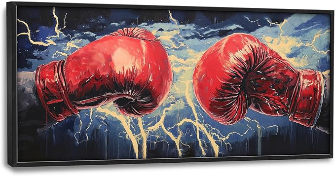 Kylora Boxing Wall Art Boxing Gloves Pictures Wall Decor Sports Fitness Large Master Over Above Bed Canvas Prints Horizontal Modern Artwork Painting Home Office Decorations For Gym Bedroom 30"x60"