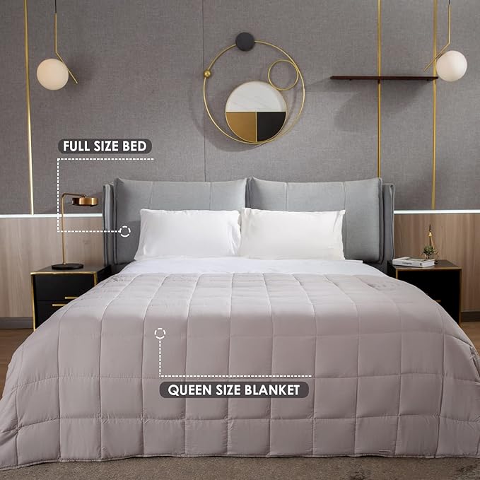 CYMULA Weighted Blanket for Adults (15lbs 60"x80" Queen Size) - Cooling Breathable Heavy Blankets for Summer Winter - Ultra Microfiber Soft Comfort Throw with Glass Beads - Gifts for Men/Women