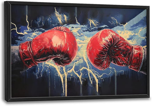 Kylora Boxing Canvas Wall Art Boxing Gloves Pictures Wall Decor Sports Prints Modern Artwork Fitness Painting Home Office Decorations For Gym Bathroom Bedroom Dining Living Room 36"x24"