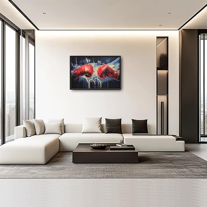 Kylora Boxing Canvas Wall Art Boxing Gloves Pictures Wall Decor Sports Prints Modern Artwork Fitness Painting Home Office Decorations For Gym Bathroom Bedroom Dining Living Room 36"x24"