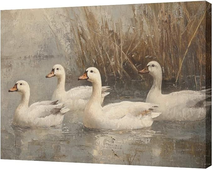 Farmhouse Duck Wall Art Country Kitchen Wall Decor Rustic Wild Duck Pictures Canvas Painting Framed Artwork Home Decorations for Bathroom Living Room Bedroom Office 20"x16"