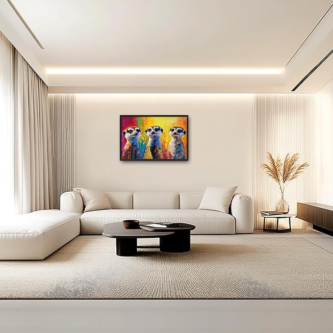 Kylora Meerkat Wall Art Graffiti Meerkats Pictures Wall Decor Animal Prints Modern Artwork Abstract Painting Home Office Decorations For Kitchen Bathroom Bedroom Dining Living Room 36"x24"