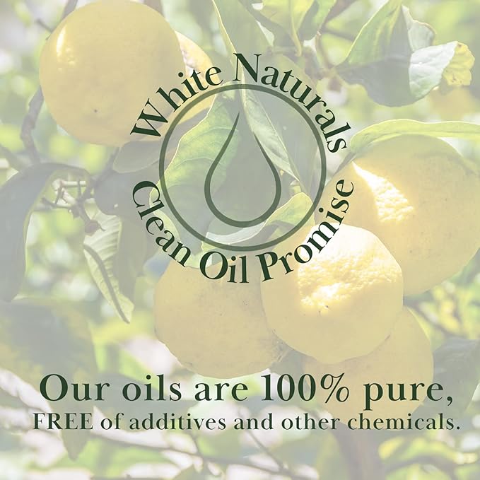 Organic Lemon Essential Oil by White Naturals, 100% Natural and Pure, Therapeutic Grade for Aromatherapy, Massage, Household Cleaning, Hair Care, Skincare, DIY Soap Making & Diffuser, Vegan 1 Ounce