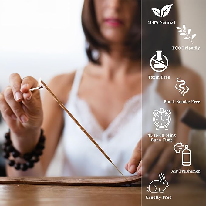 Incense Sticks, White Musk Incense, Made with Natural Ingredients, Hand Rolled Aromatic Masala, 40 Stick Pack, 45-60 Minute Burn Time, Best for Home Fragrance, Meditation, Yoga, Spiritual Healing