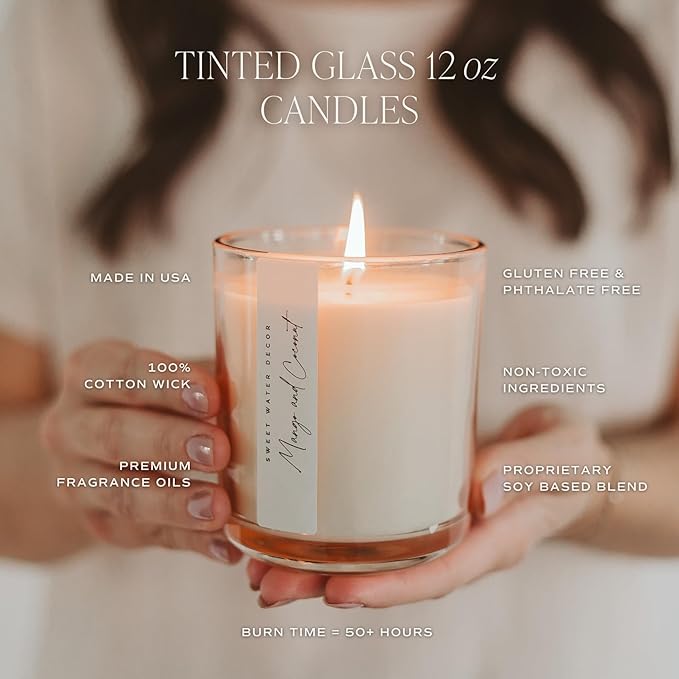 Sweet Water Decor Island Air Scented Soy Candles – Tropical Fruits, Lemons, Redolent with Mountain Greens – Fresh Coastal Aroma – 50 Hour Burn – 12oz Tinted Glass Jar for Home Decor and Bedroom Decor