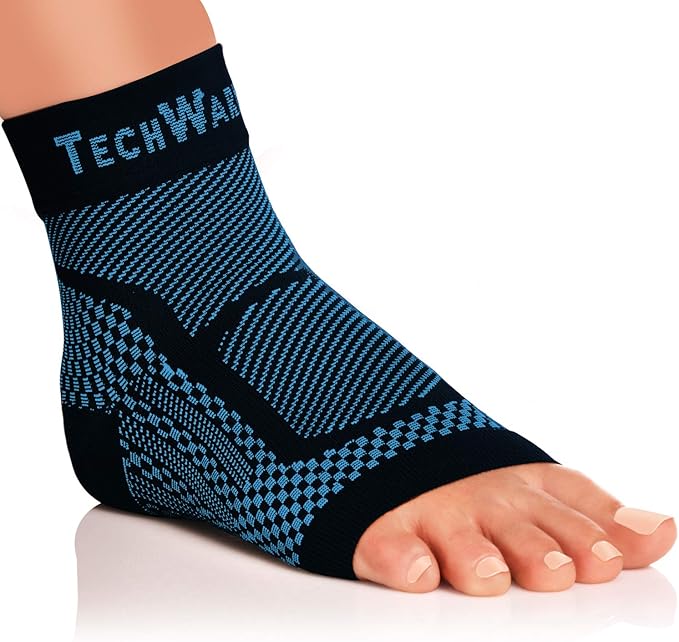 TechWare Pro Ankle Brace Compression Sleeve - Plantar Fasciitis Sock. Relieves Achilles Tendonitis. Foot Arch Support Reduces Joint Pain, Swelling & Heel Spur Pain. Injury Recovery Braces for Sports