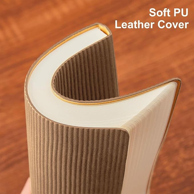 Lined Journal Notebook for Work College Ruled Note Book 5.79"x8.27" A5 PU Leather Daily Journaling 216 Pages for Women Men Writing Home School Supplies Business (A5 Lined 216pages, 01-Khaki)